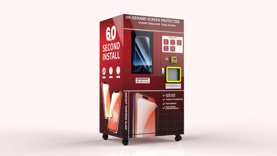 WrapidTech kiosk, front-left three-quarter view