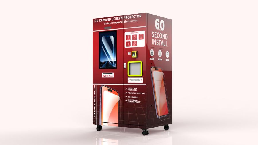 WrapidTech kiosk, front-right three-quarter view